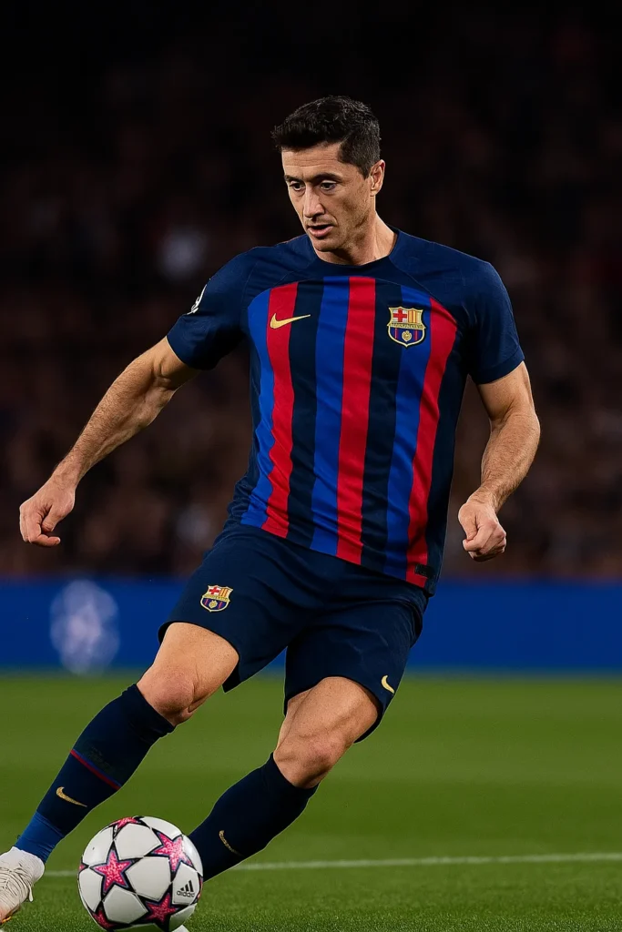 Lewandowski scoring vs Dortmund in Champions League